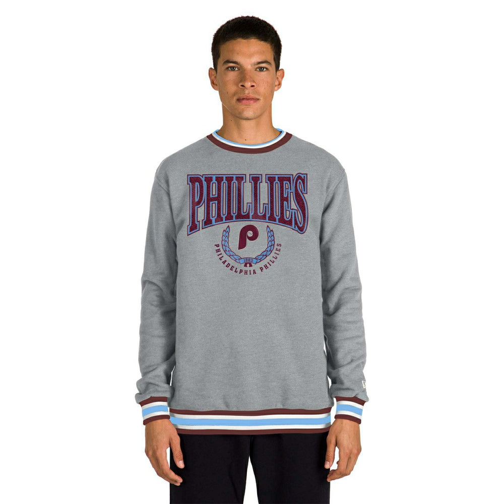 Philadelphia Phillies Throwback MLB Crew Sweatshirt Gray Fashion