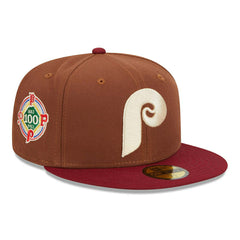 Philadelphia Phillies Harvest New Era 59FIFTY Fitted MLB Cap Brown Lifestyle