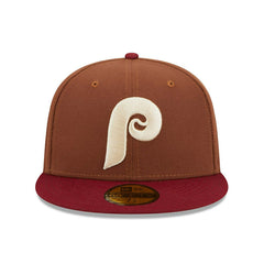 Philadelphia Phillies Harvest New Era 59FIFTY Fitted MLB Cap Brown Lifestyle
