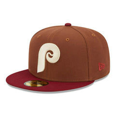 Philadelphia Phillies Harvest New Era 59FIFTY Fitted MLB Cap Brown Lifestyle