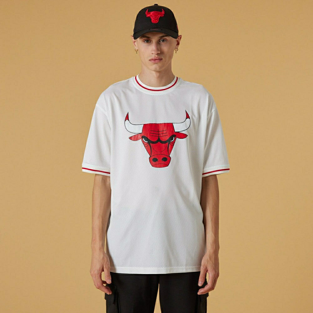 Chicago Bulls Logo Oversized New Era Mesh NBA T-Shirt White Taass sale