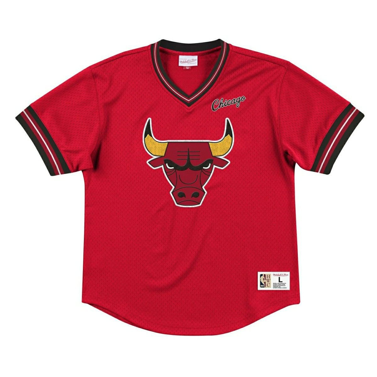 Chicago Bulls Unbeaten Mitchell & Ness NBA V-Neck Mesh Shirt Red Classic