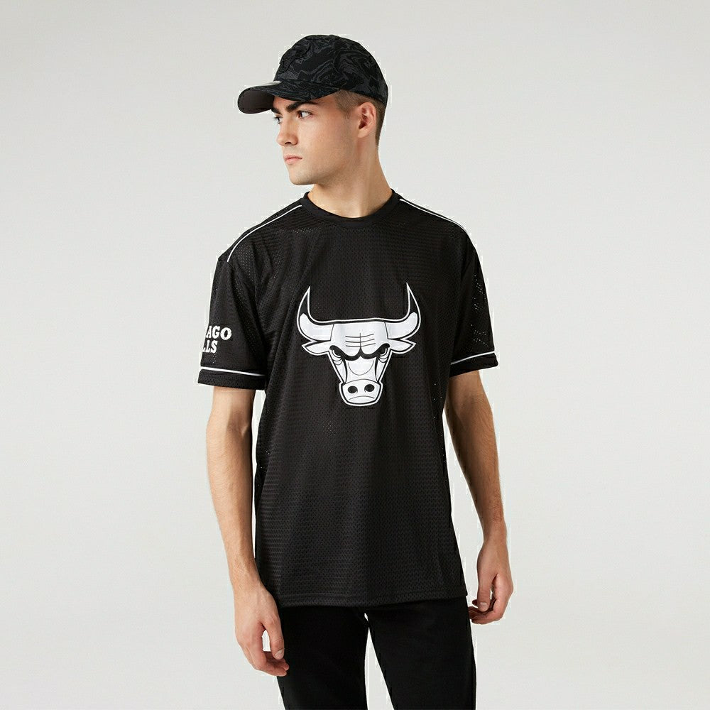 Chicago Bulls Oversized New Era Mesh NBA Fan Jersey Black Fashion
