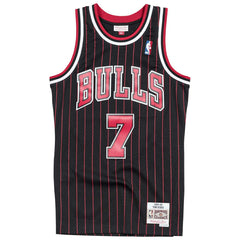 Toni Kukoc #7 Chicago Bulls 1995-96 Mitchell & Ness Swingman NBA Jersey Pinstripe Taass for sale