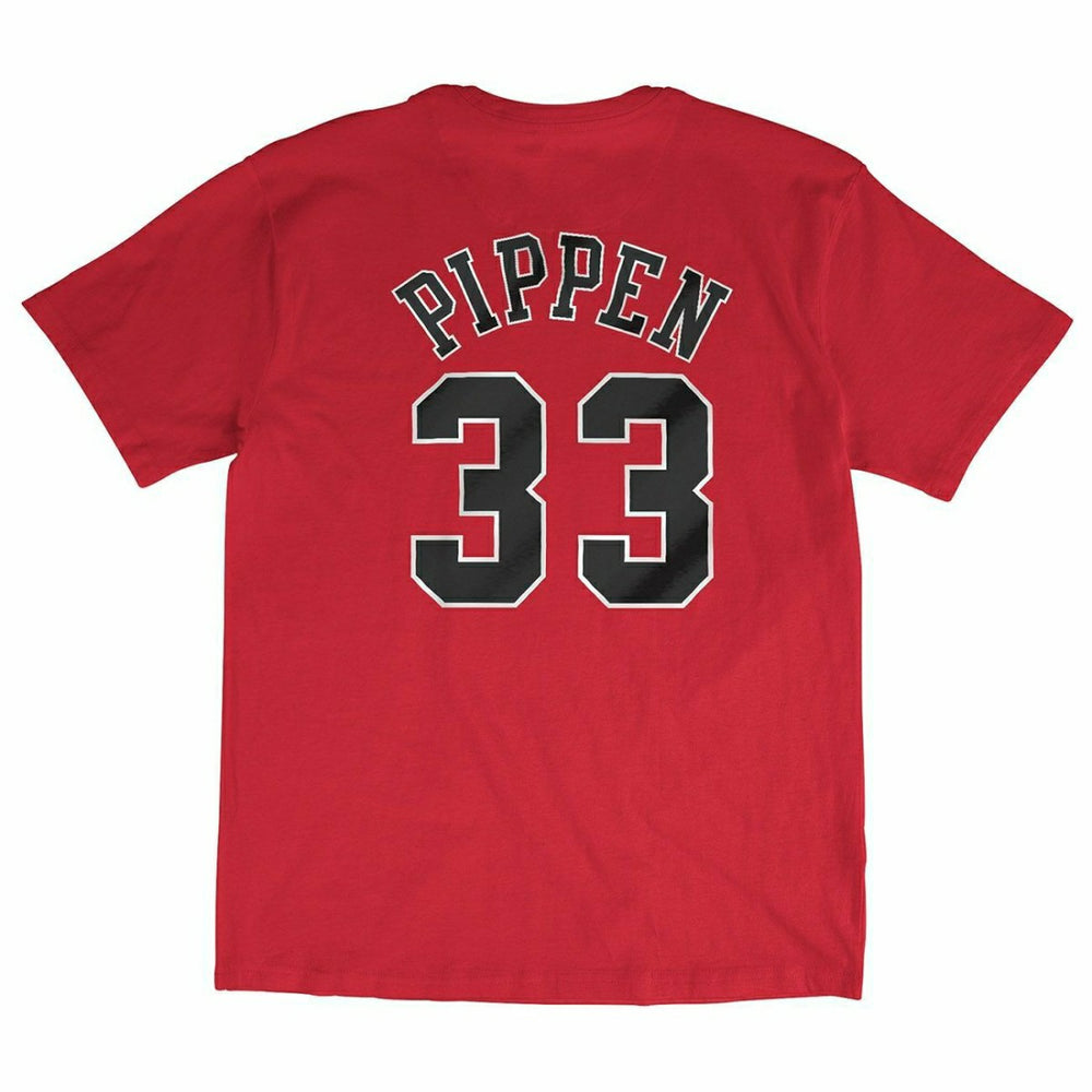 Scottie Pippen #33 Chicago Bulls Name & Number NBA Tee Red Fashion