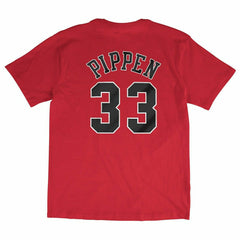 Scottie Pippen #33 Chicago Bulls Name & Number NBA Tee Red Fashion
