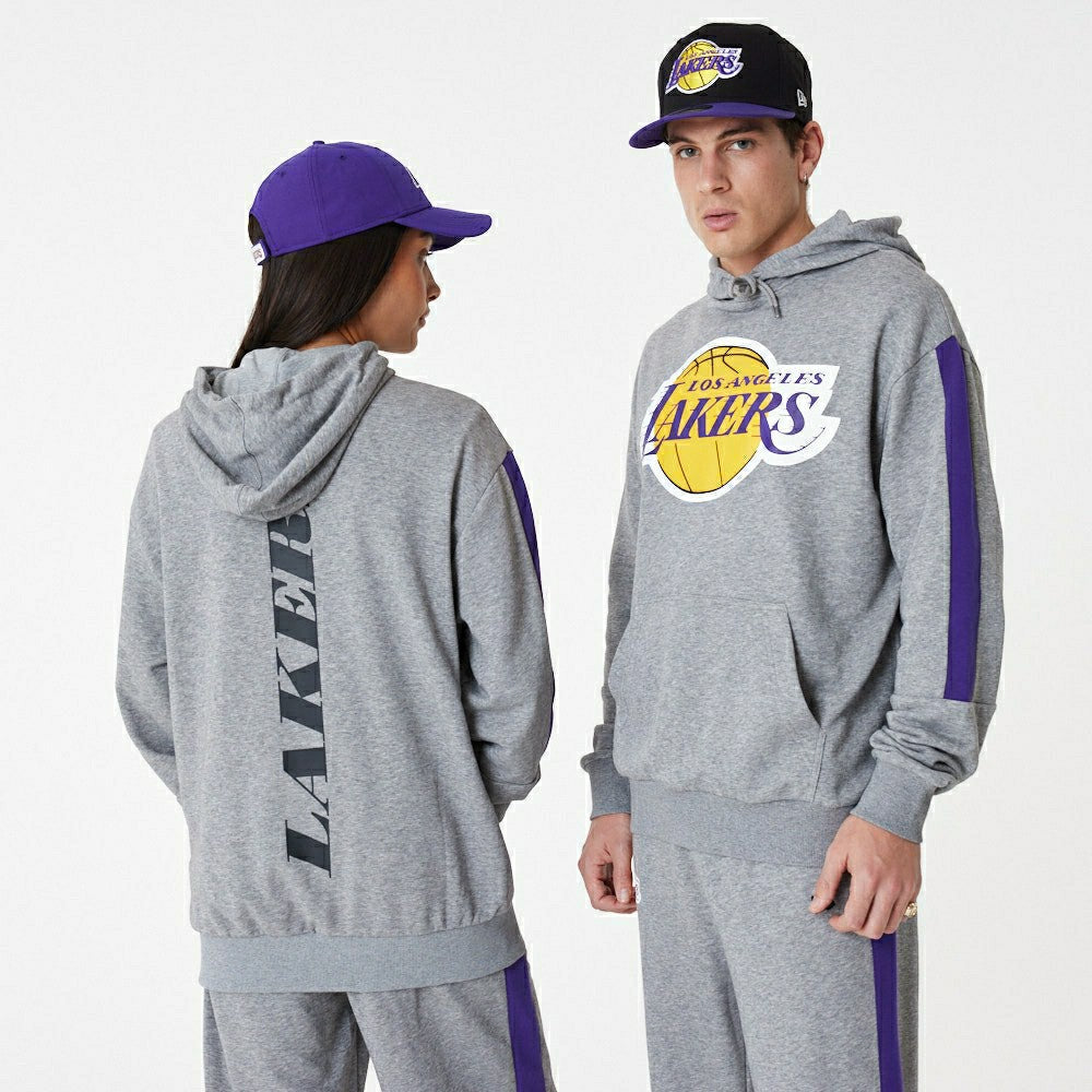 Los Angeles Lakers New Era Color Block NBA Hoodie Gray Fashion