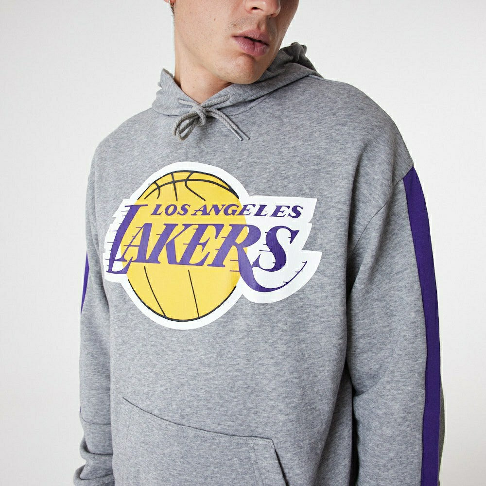 Los Angeles Lakers New Era Color Block NBA Hoodie Gray Fashion