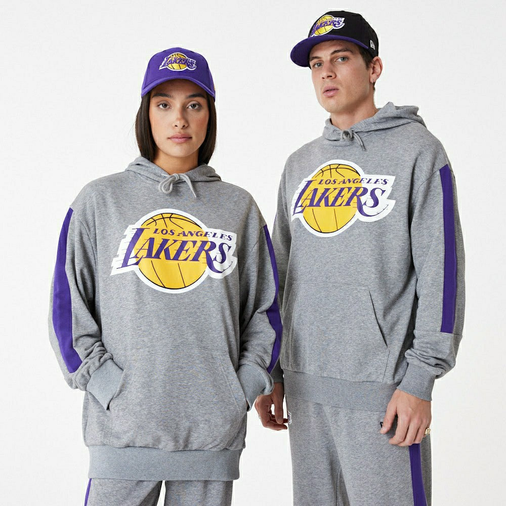 Los Angeles Lakers New Era Color Block NBA Hoodie Gray Fashion
