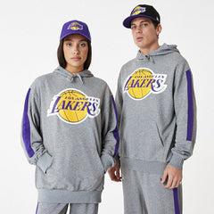 Los Angeles Lakers New Era Color Block NBA Hoodie Gray Fashion