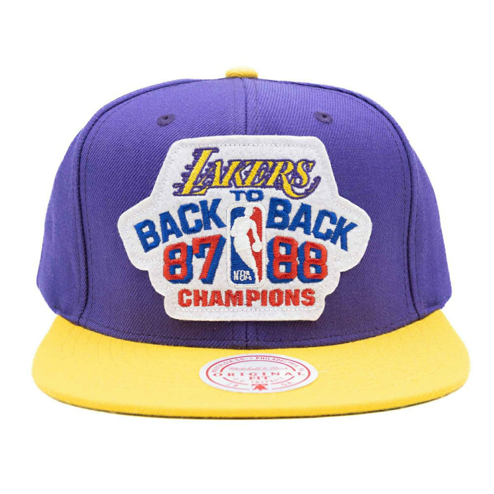Los Angeles Lakers Back To Back Champions Mitchell & Ness Snapback NBA Cap Fashion