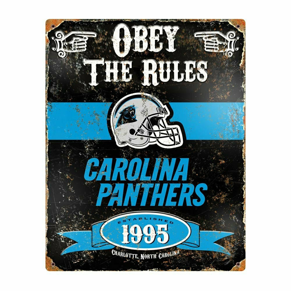 Carolina Panthers Obey The Rules Embossed NFL Metal Sign Taass for sale