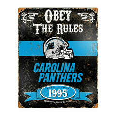 Carolina Panthers Obey The Rules Embossed NFL Metal Sign Taass for sale