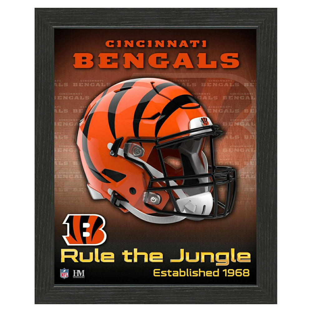 Cincinnati Bengals NFL Team Helmet Framed Photo Taass for sale