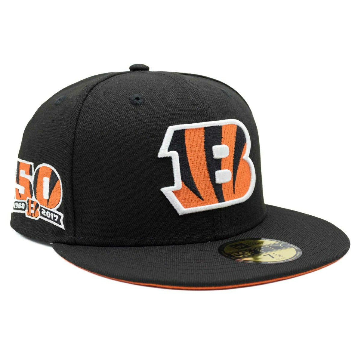 Cincinnati Bengals "B" 50th Anniversary New Era 59FIFTY Fitted NFL Cap Black Lifestyle