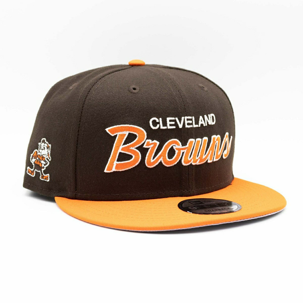 Cleveland Browns 2-Tone Throwback Script New Era 9FIFTY NFL Snapback Cap Taass for sale