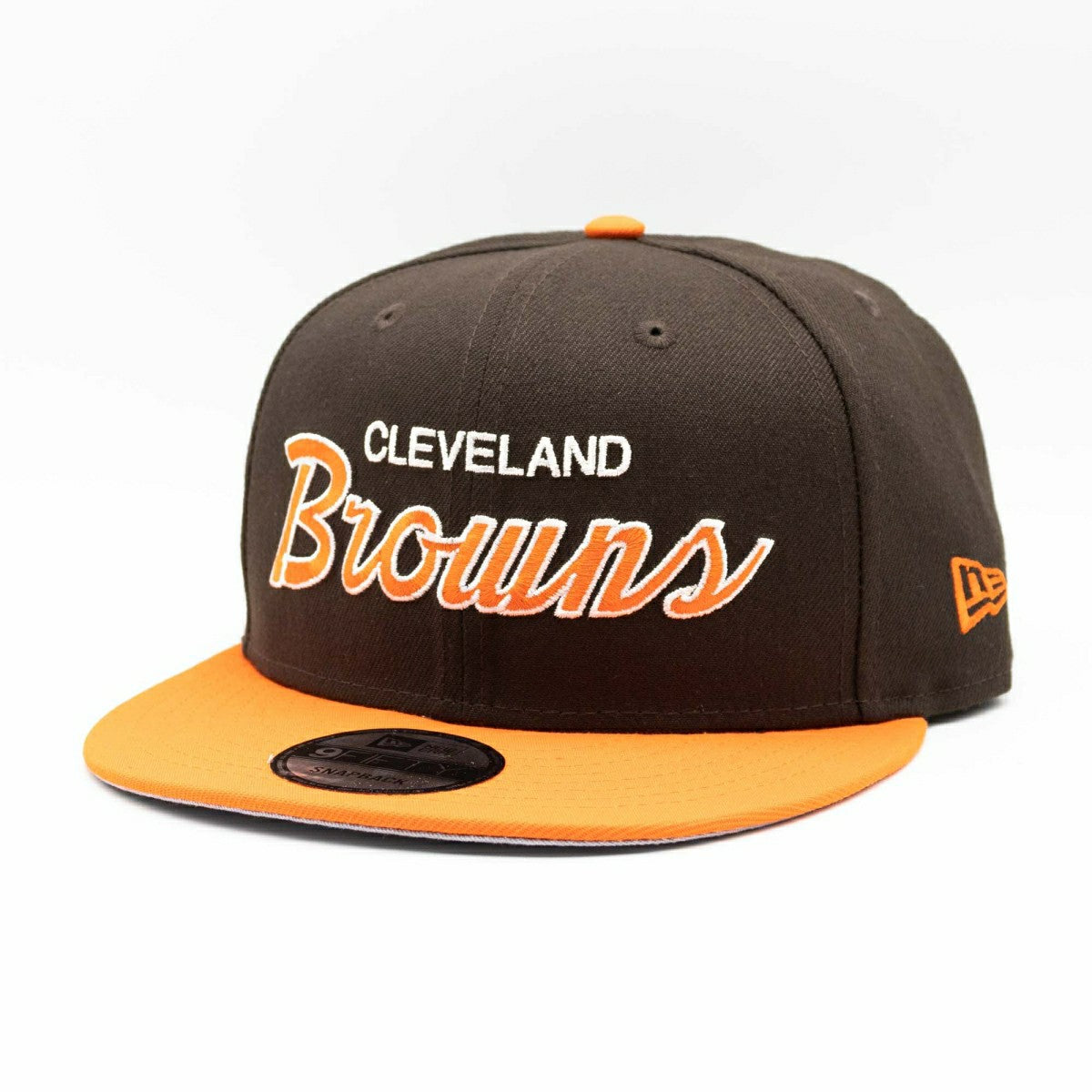 Cleveland Browns 2-Tone Throwback Script New Era 9FIFTY NFL Snapback Cap Taass for sale