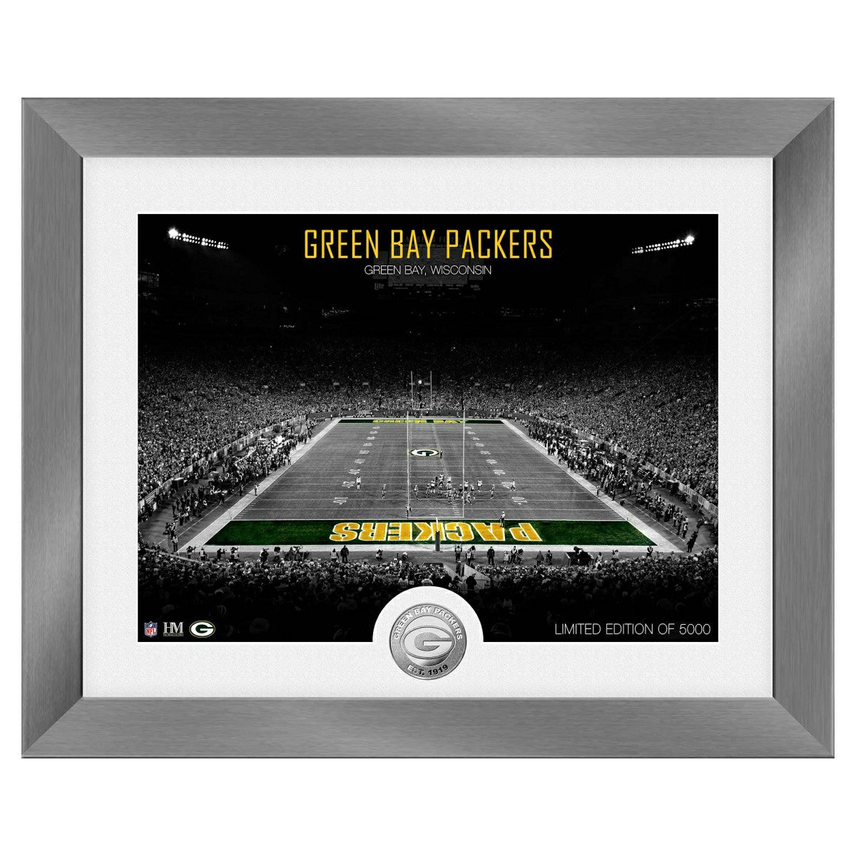 Green Bay Packers Art Deco Stadium Silver Coin Framed NFL Photo Classic