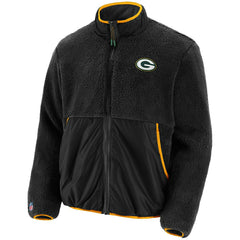 Green Bay Packers Sherpa Fleece Fanatics NFL Jacket Charcoal Lifestyle