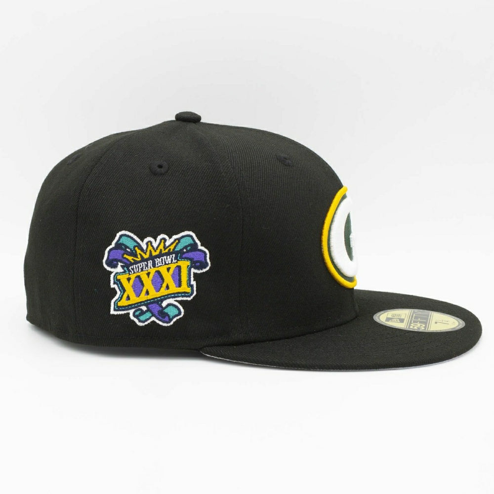 Green Bay Packers Super Bowl XXXI New Era 59FIFTY Fitted NFL Cap Black Lifestyle