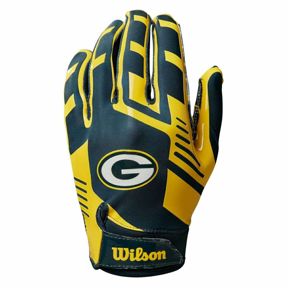 Green Bay Packers Wilson Youth Stretch-Fit NFL Receivers Gloves (KIDS) Taass sale