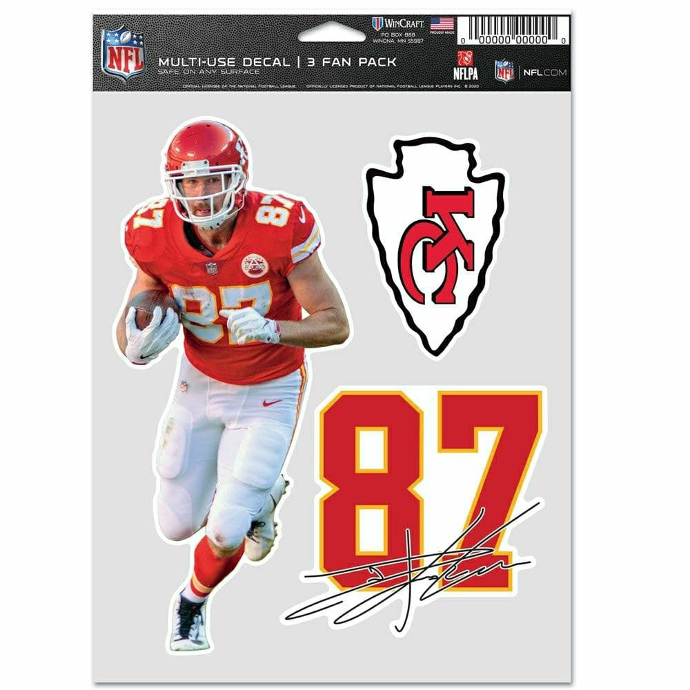 Travis Kelce #87 Kansas City Chiefs Player NFL Decals Set (3 Pcs.) Taass US