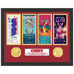 Kansas City Chiefs 4-Time Champion Super Bowl Tickets Bronze Coins Framed NFL Photo Taass sale