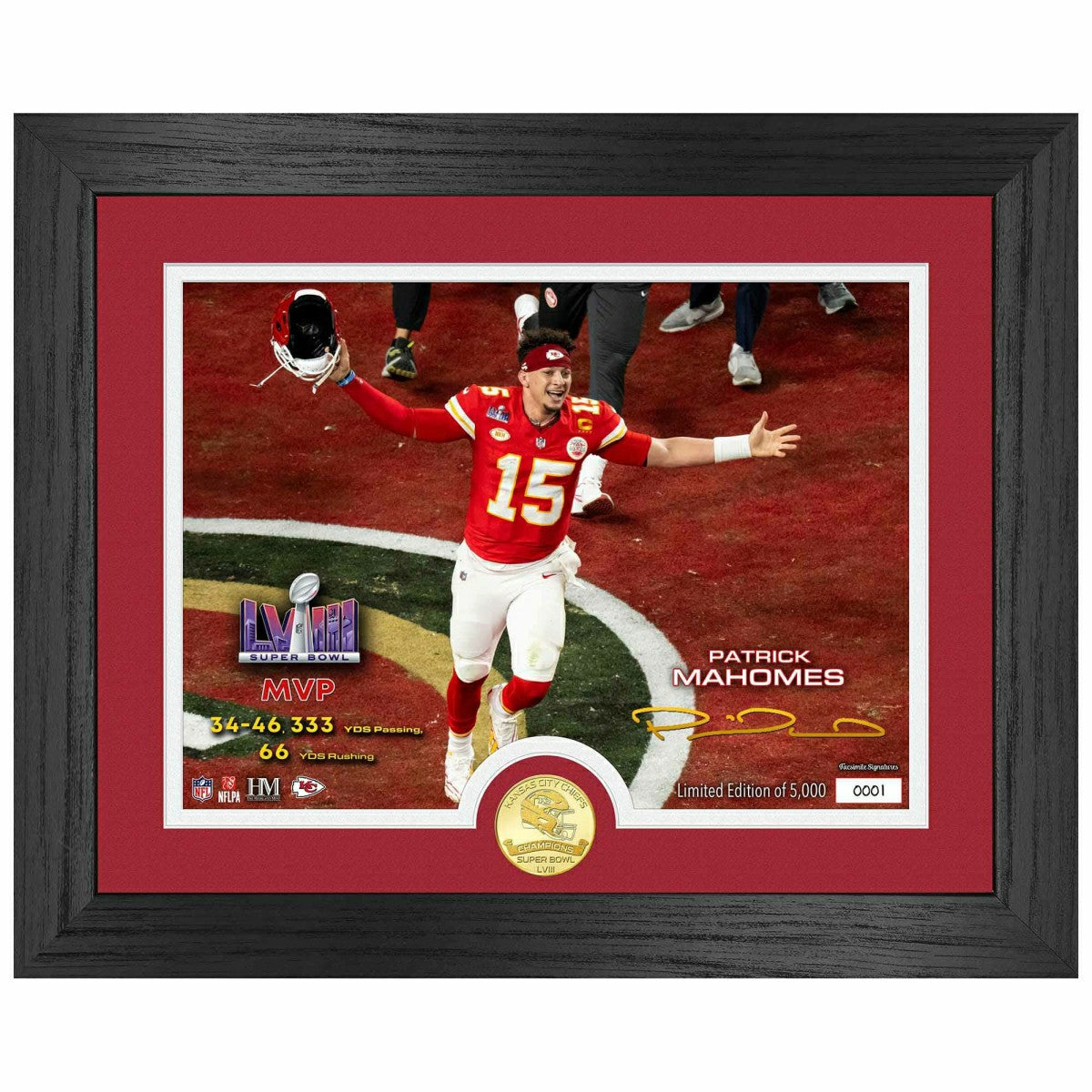 Patrick Mahomes Super Bowl LVIII MVP Bronze Coin Framed NFL Photo Classic