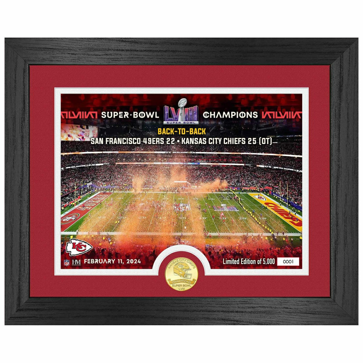 Kansas City Chiefs Super Bowl LVIII Champions Bronze Coin Celebration Framed NFL Photo Lifestyle