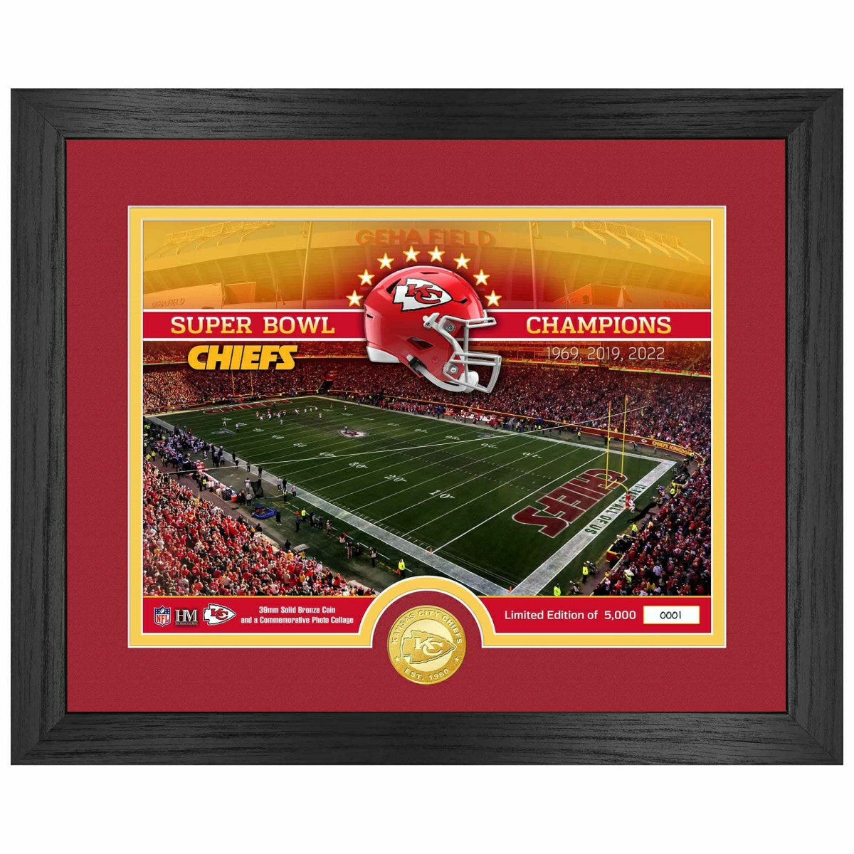 Kansas City Chiefs Team Stadium Bronze Coin Framed NFL Photo Fashion