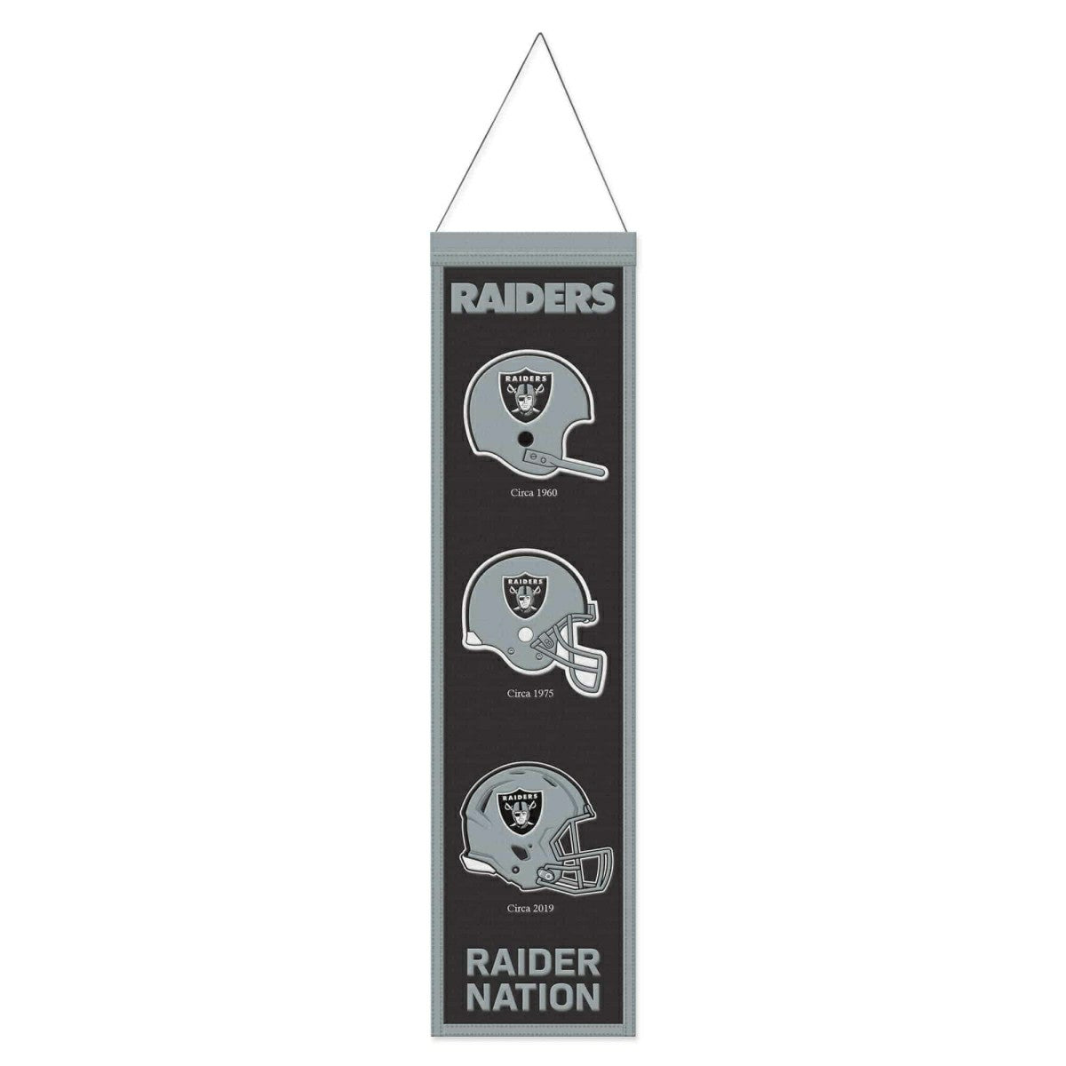 Las Vegas Raiders Logo Evolution NFL Wool Banner Lifestyle