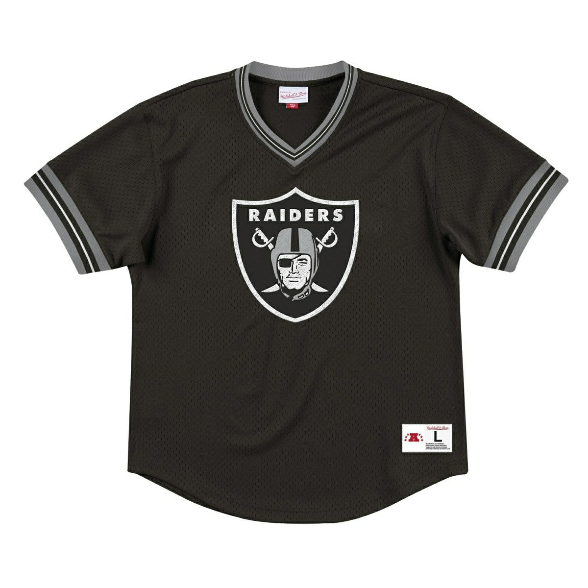 Oakland Raiders Unbeaten Mitchell & Ness NFL V-Neck Mesh Shirt Black Taass sale
