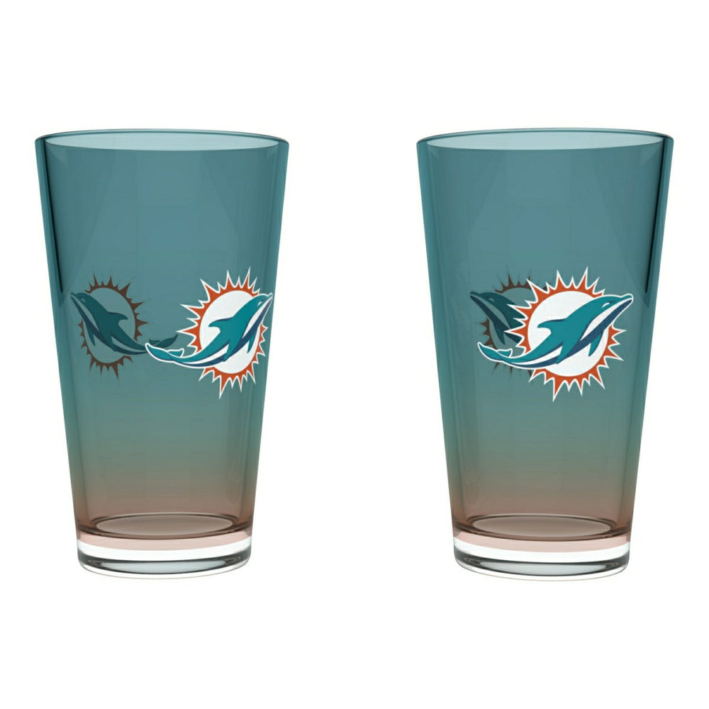 Miami Dolphins Team Color NFL Pint Glass Set (2-Piece) Taass for sale