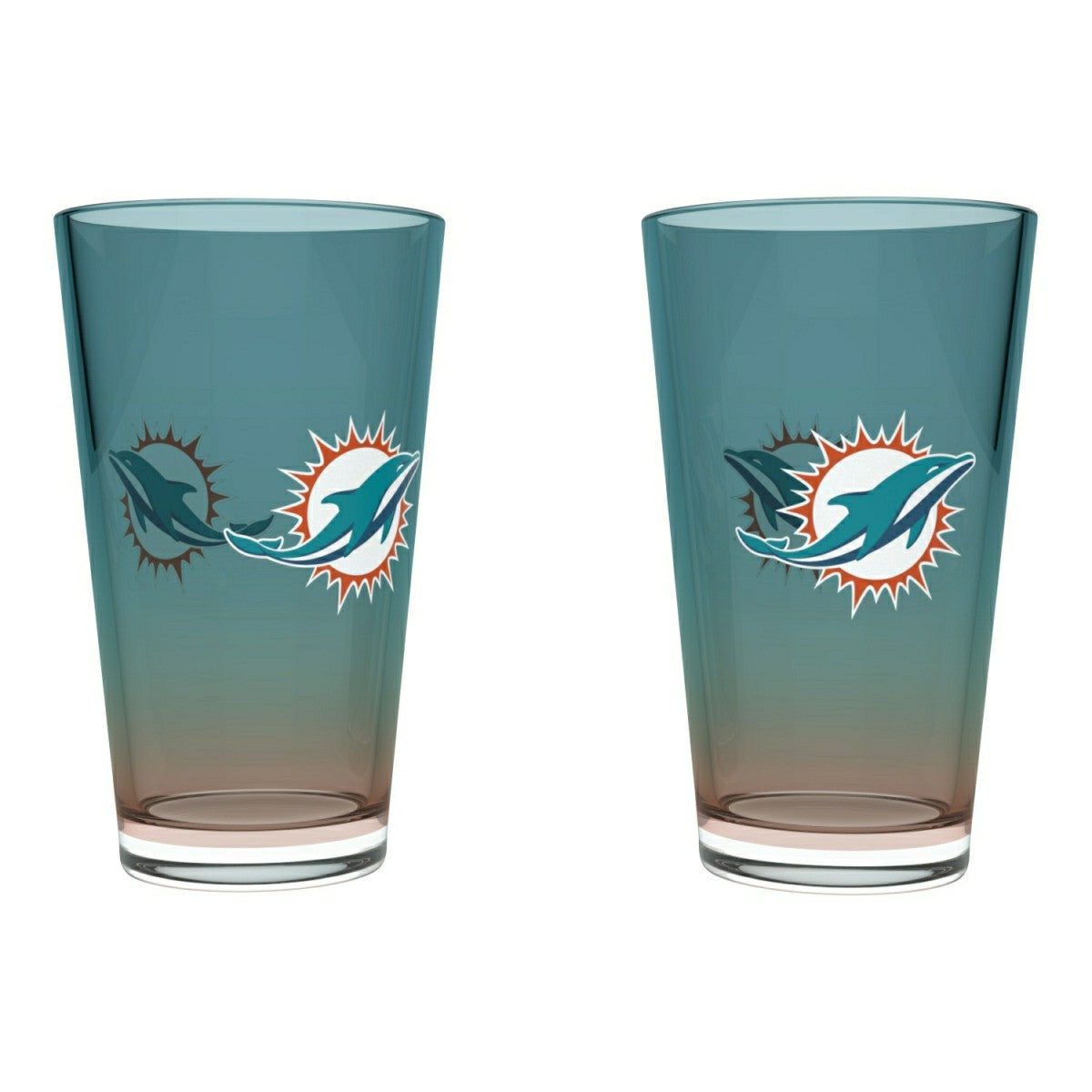 Miami Dolphins Team Color NFL Pint Glass Set (2-Piece) Taass for sale