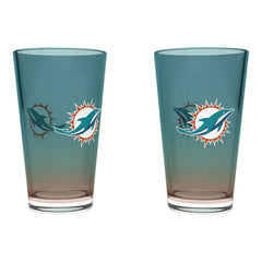 Miami Dolphins Team Color NFL Pint Glass Set (2-Piece) Taass for sale