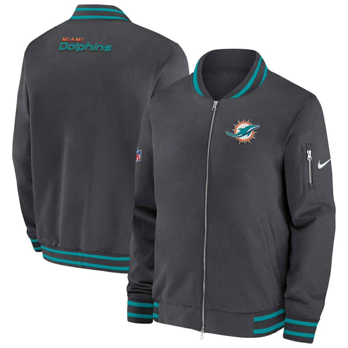 Miami Dolphins NFL Sideline Nike Coach Bomber Jacket Taass sale