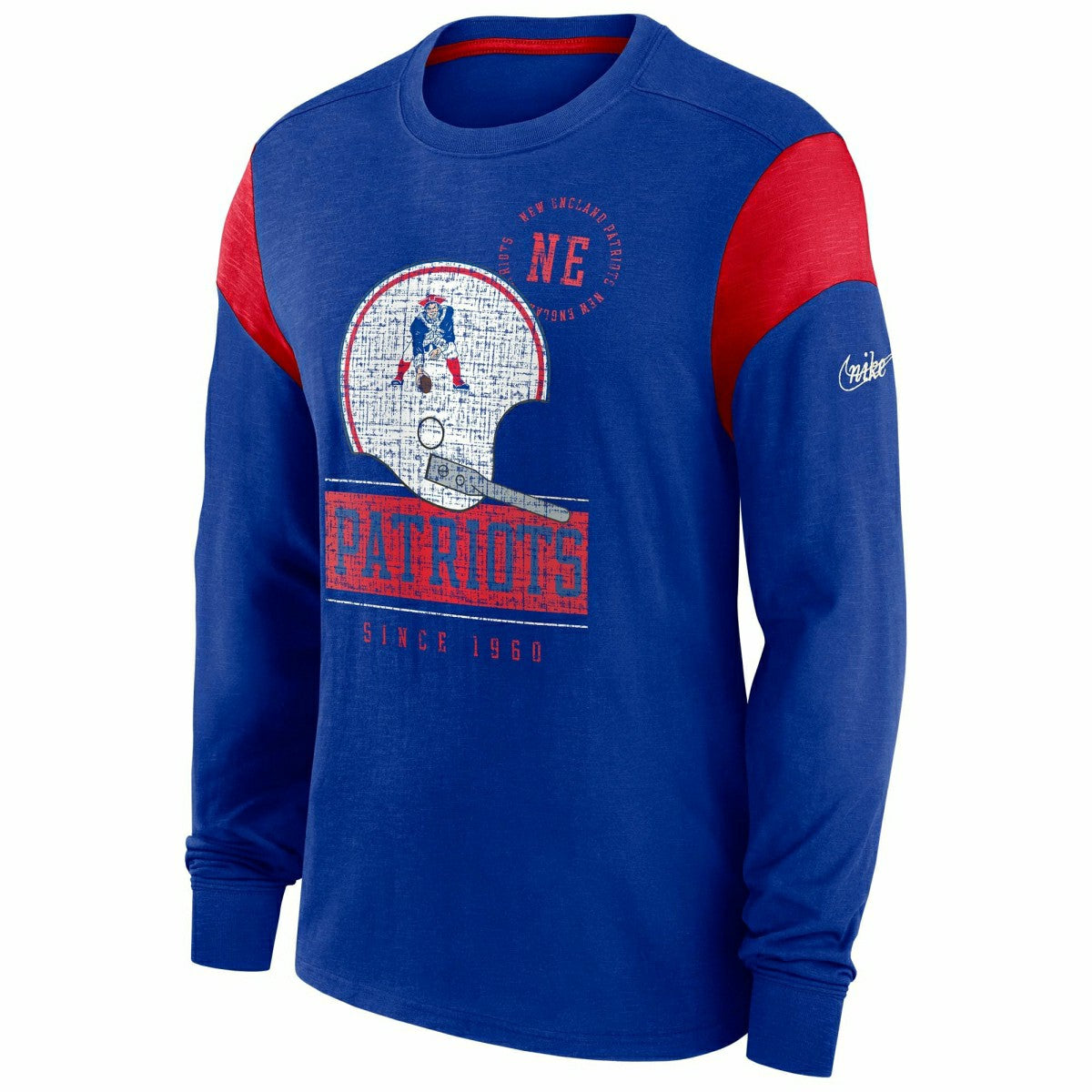 New England Patriots NFL Historic Nike Slub Long Sleeve Shirt Blue Classic