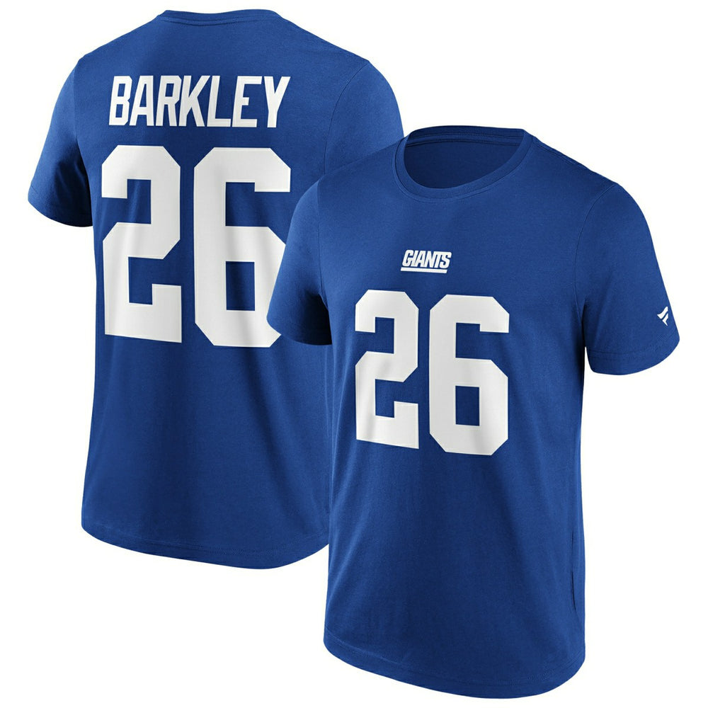 Saquon Barkley #26 New York Giants Iconic Player NFL T-Shirt Blue Lifestyle