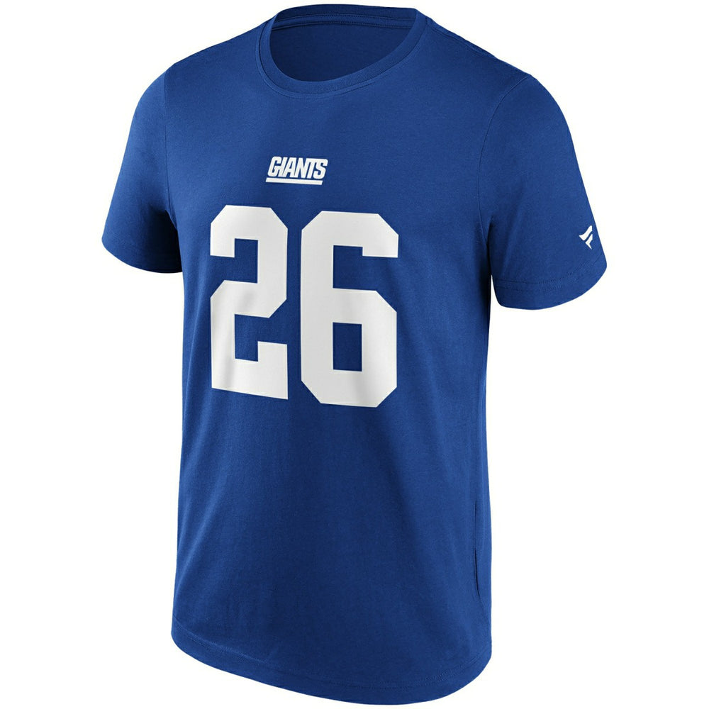 Saquon Barkley #26 New York Giants Iconic Player NFL T-Shirt Blue Lifestyle