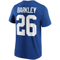 Saquon Barkley #26 New York Giants Iconic Player NFL T-Shirt Blue Lifestyle