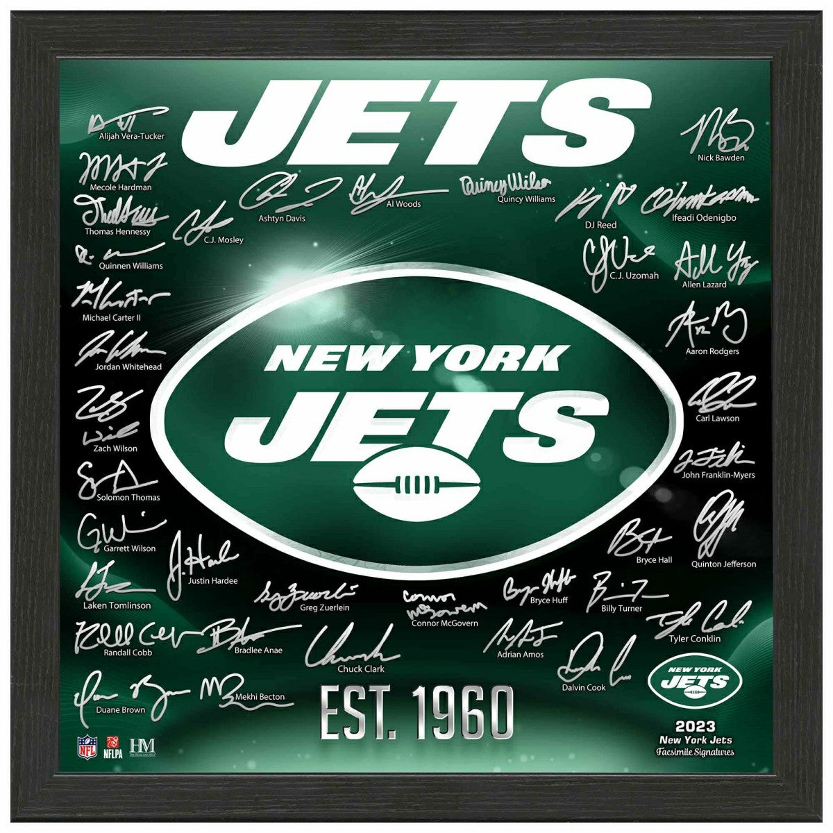 New York Jets 2023/24 Signature Team Logo Framed NFL Photo Taass US