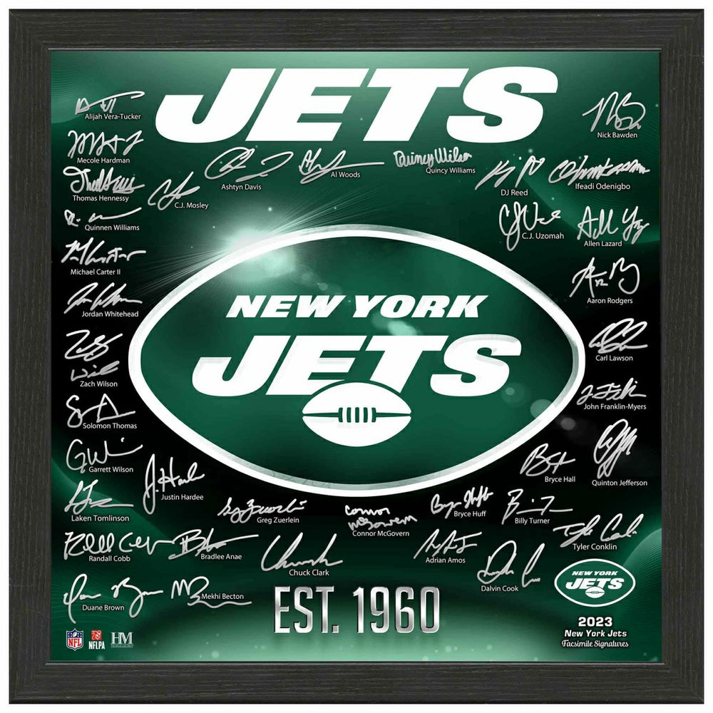 New York Jets 2023/24 Signature Team Logo Framed NFL Photo Taass US