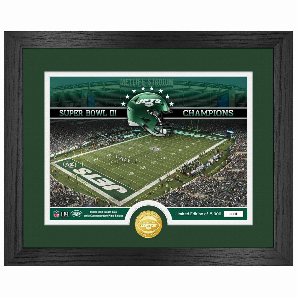 New York Jets Team Stadium Bronze Coin Framed NFL Photo Fashion