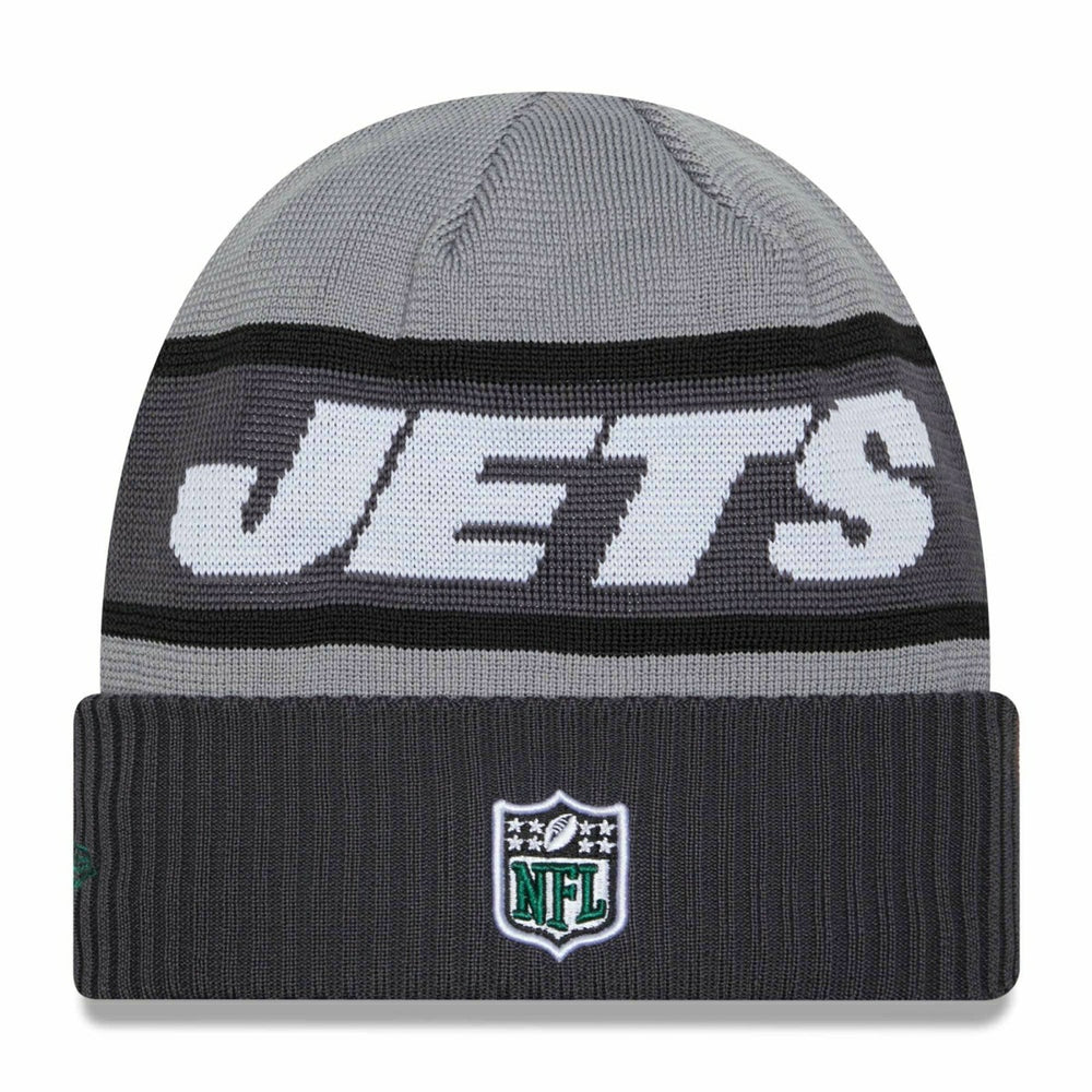 New York Jets 2023 NFL Sideline New Era Tech Knit Beanie Gray Taass sale