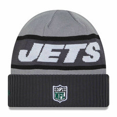 New York Jets 2023 NFL Sideline New Era Tech Knit Beanie Gray Taass sale