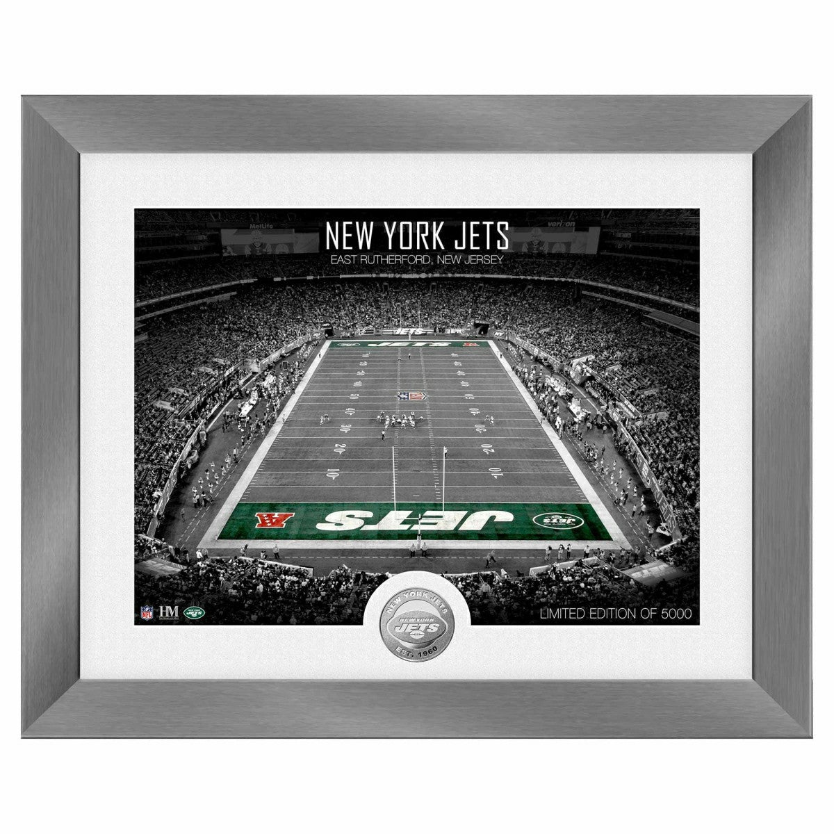 New York Jets Art Deco Stadium Silver Coin Framed NFL Photo Lifestyle