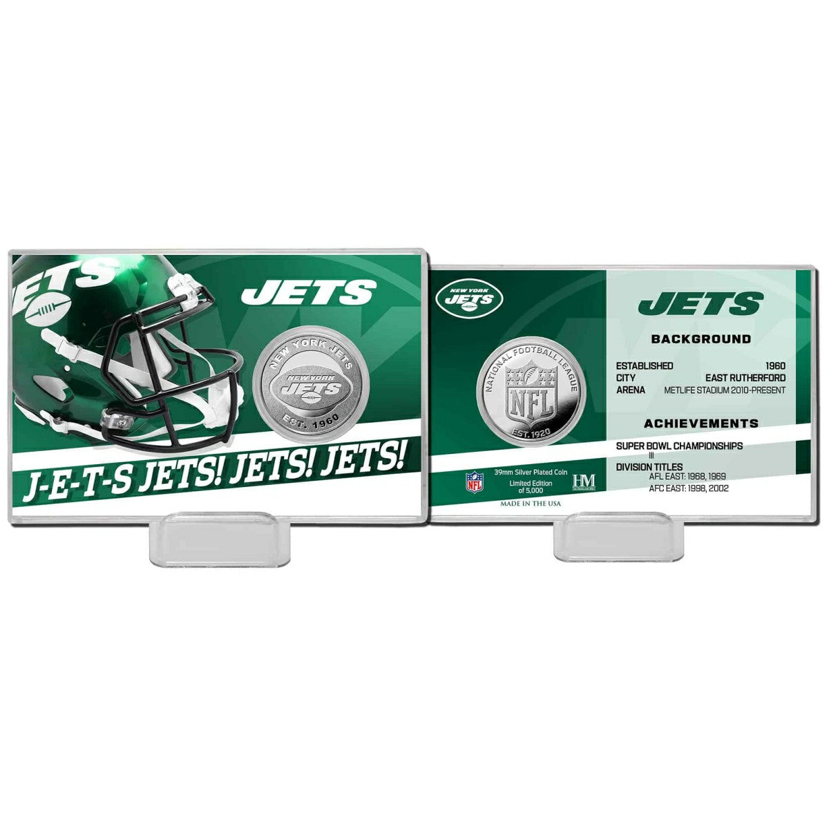 New York Jets Team History Highland Mint Silver Coin Card Taass sale