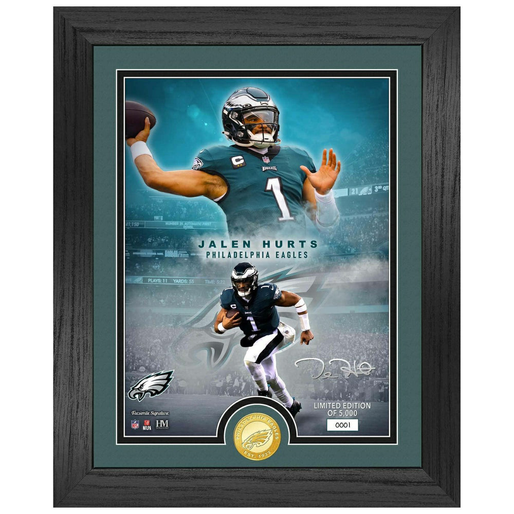 Jalen Hurts Philadelphia Eagles Bronze Coin Framed NFL Photo Lifestyle