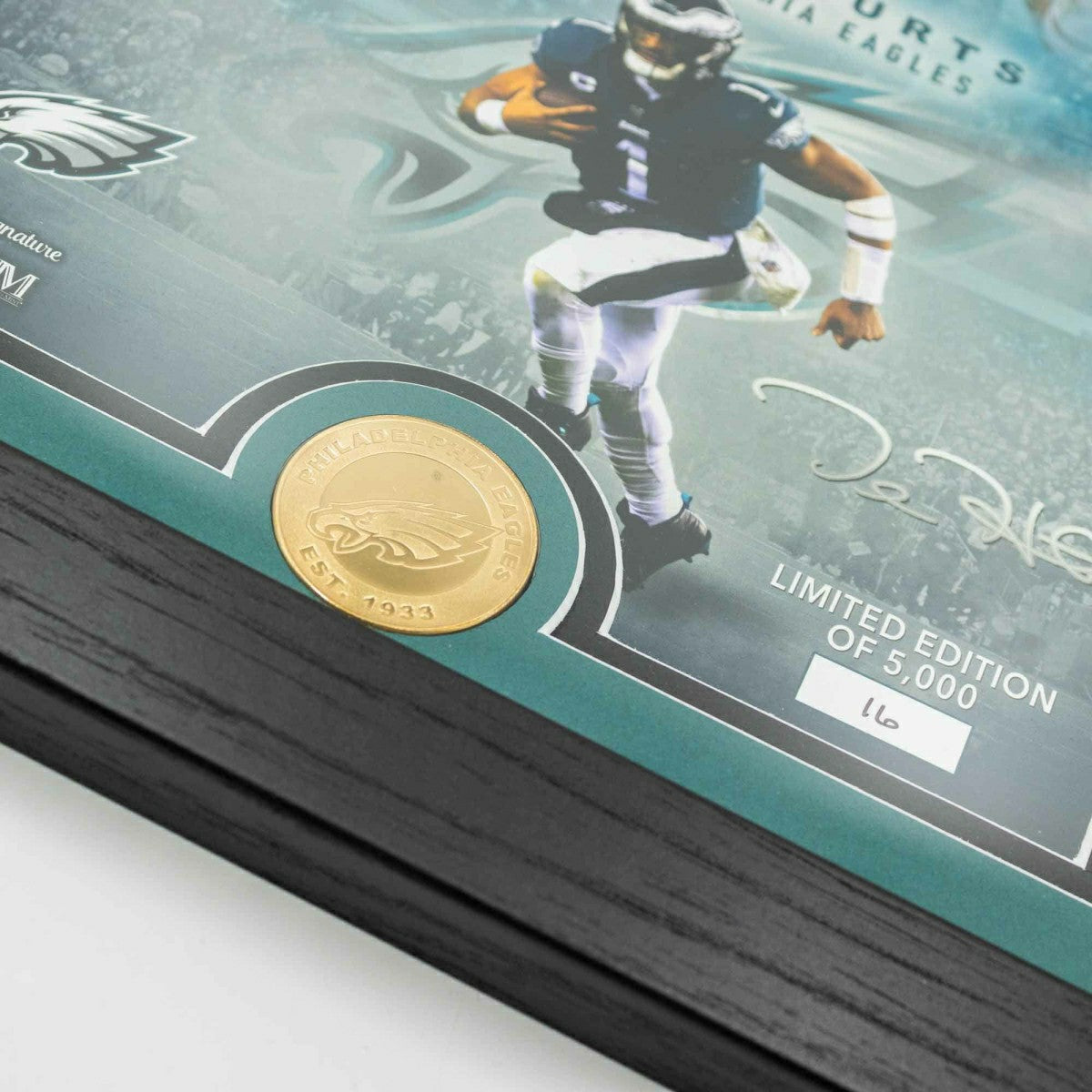 Jalen Hurts Philadelphia Eagles Bronze Coin Framed NFL Photo Lifestyle