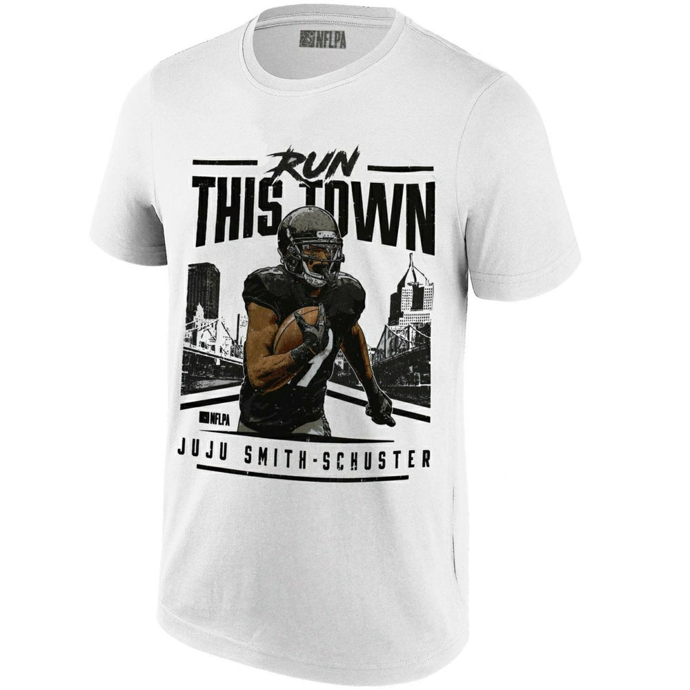 JuJu Smith-Schuster Pittsburgh Run This Town NFLPA T-Shirt White Taass for sale